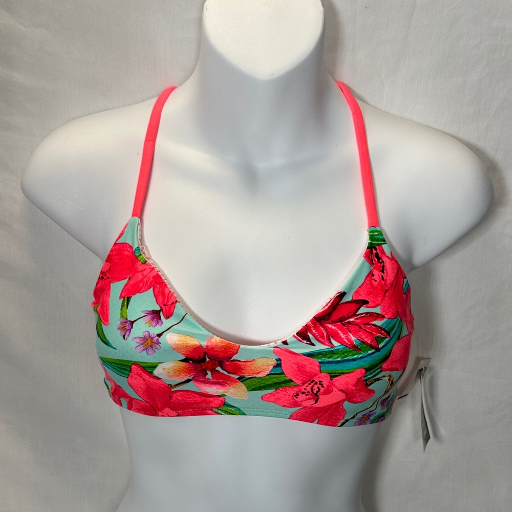 Body Glove Floral Bikini Top with Pink Accents